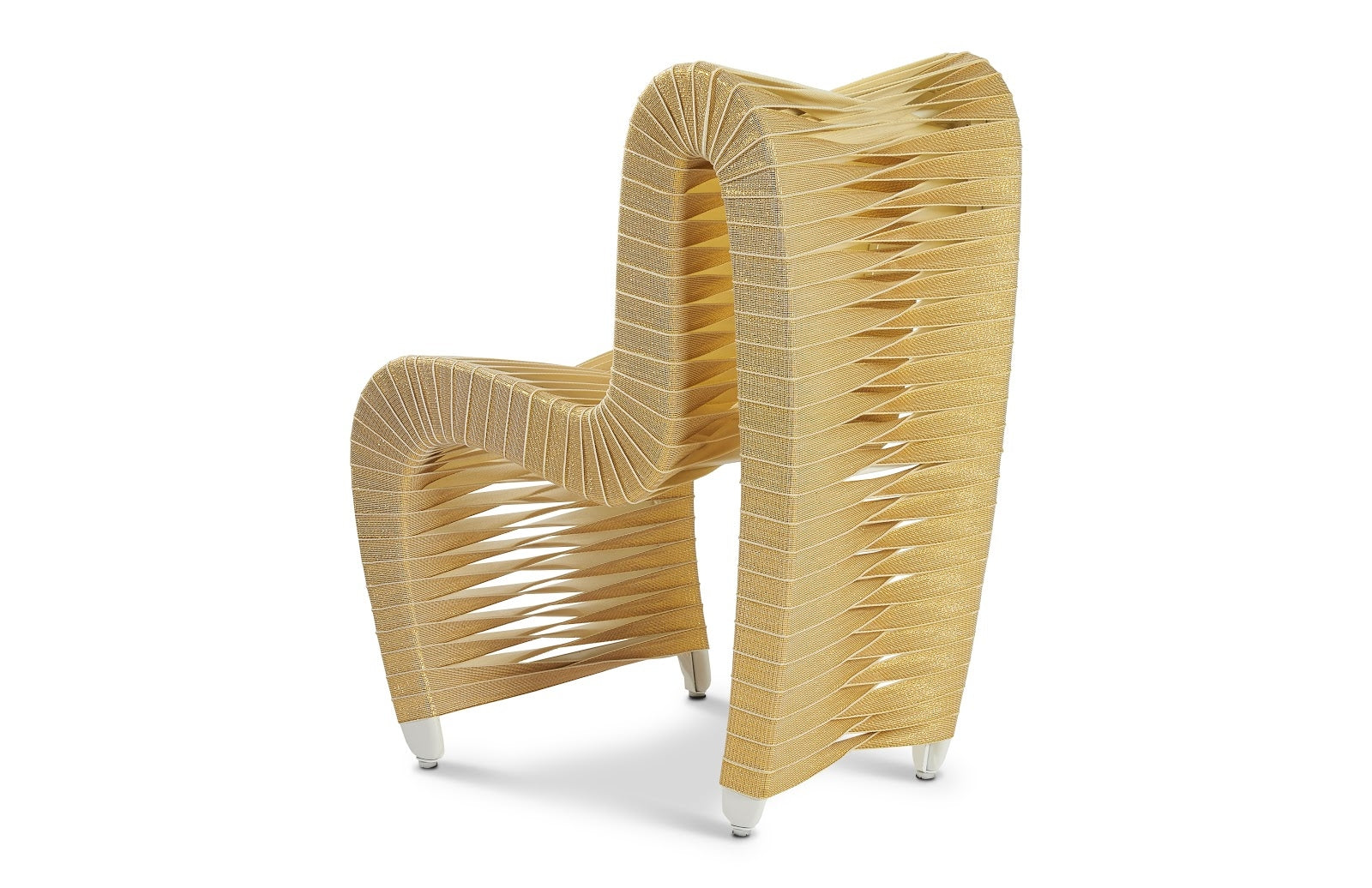 Seat Belt Dining Chair, Gold, Metallic