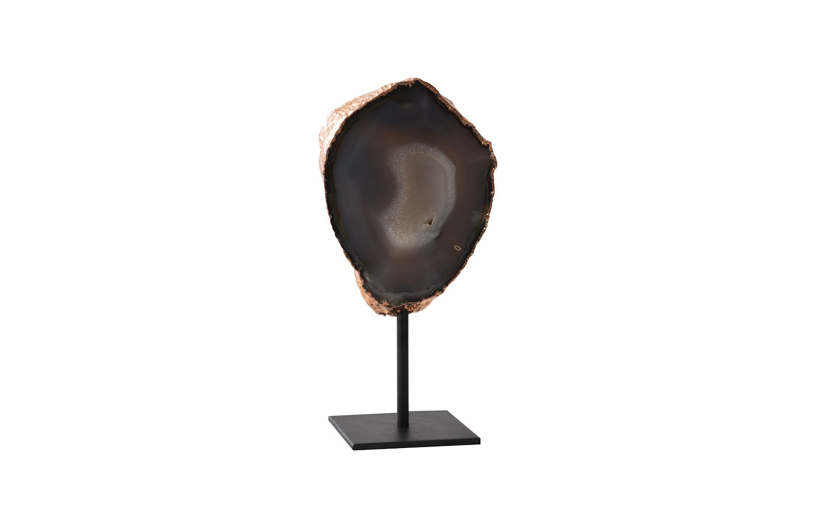 Agate Sculpture, Bronze Edge, Iron Base, Assorted