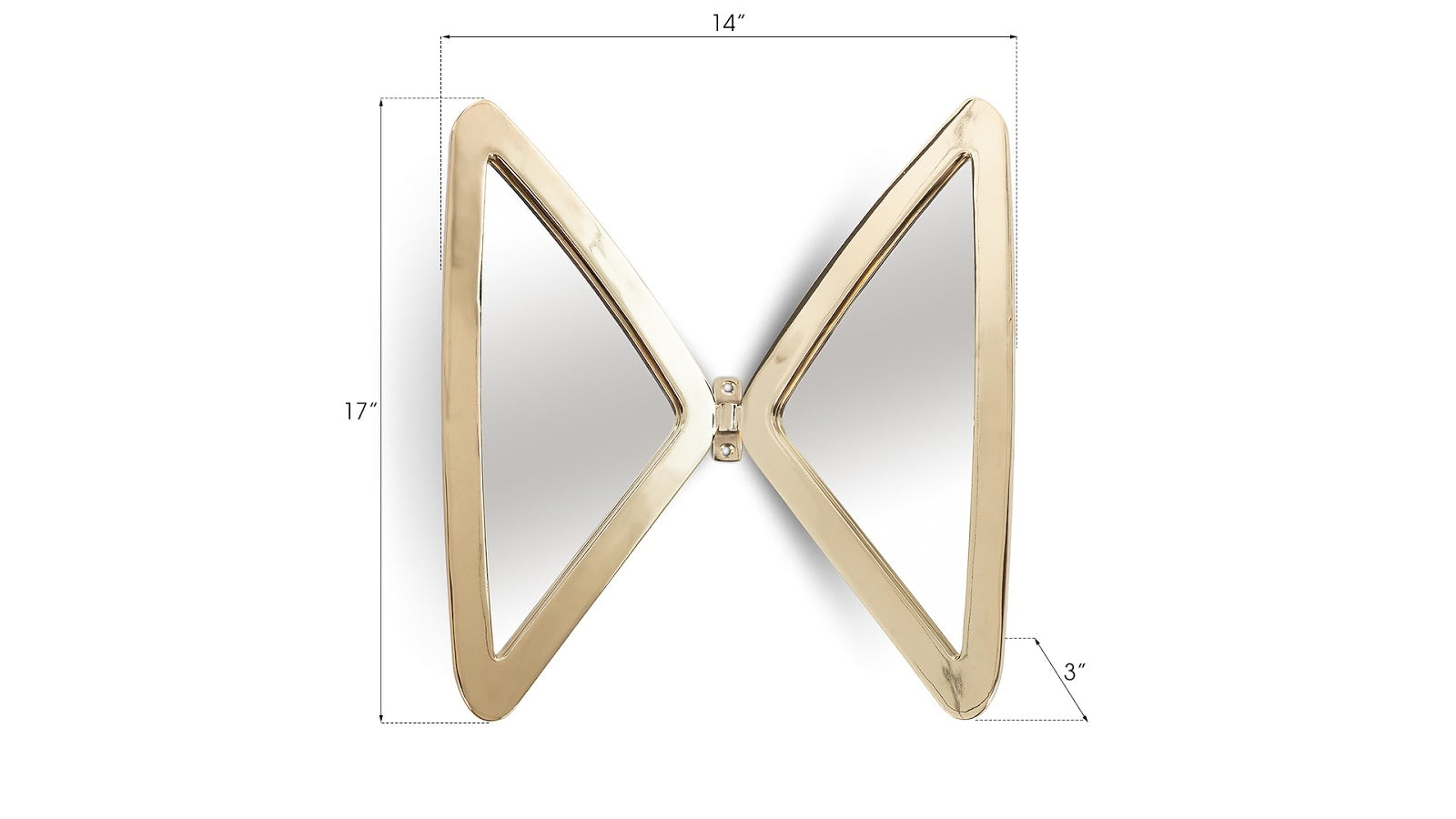 Butterfly Mirror, Plated Brass Finish
