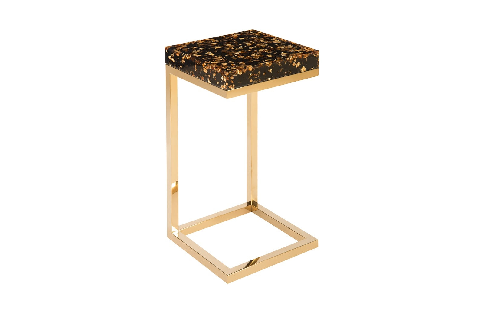 Captured End Table Gold Flake, Plated Brass Base