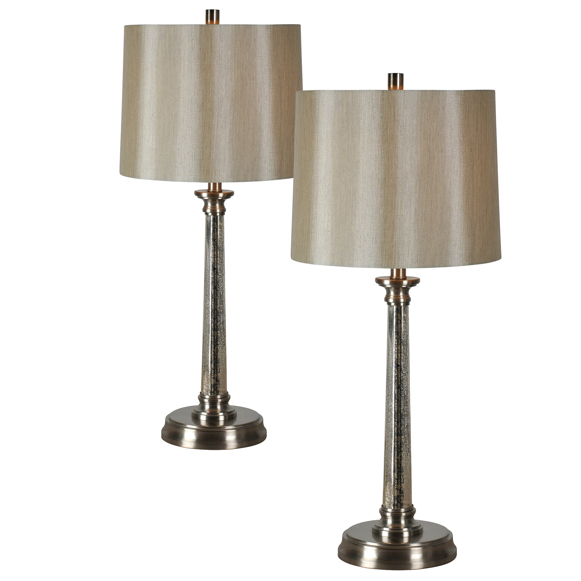 Brooks 13" Set Of 2 Iron - Satin Nickel Plated Table Lamps