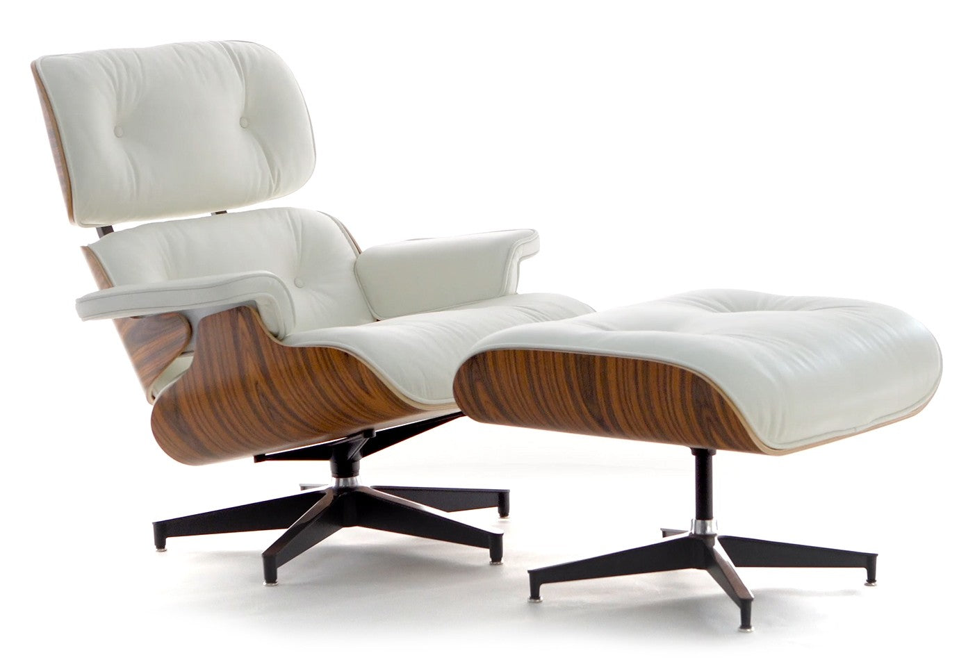 Eames-Inspired Rosewood Genuine Leather Lounge Chair + Ottoman